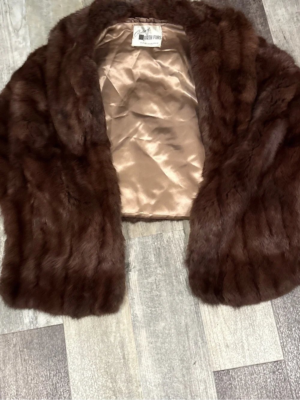 vintage brown shawl fur genuine soft